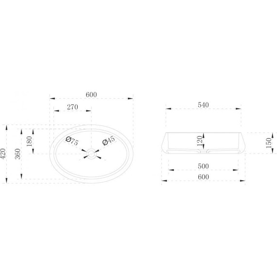 Раковина-чаша Abber Stein 60 см AS2605, белый матовый - фото 5
