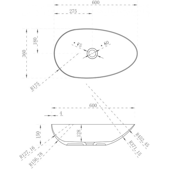 Раковина-чаша Abber Stein 60 см AS2615, белый матовый - фото 3