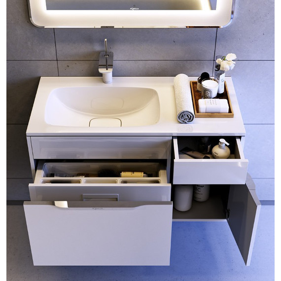 Тумба подвесная с раковиной Aqwella Malaga 90 см Mal.01.09/L, Цвет фасада: белый - фото 7