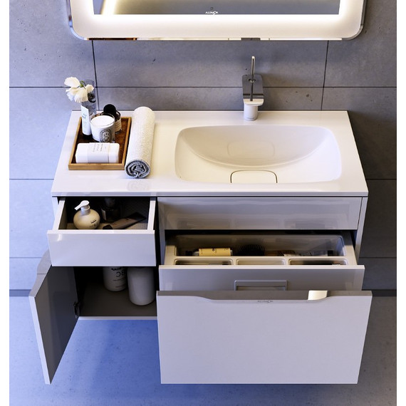 Тумба подвесная с раковиной Aqwella Malaga 90 см Mal.01.09/R, Цвет фасада: белый - фото 4