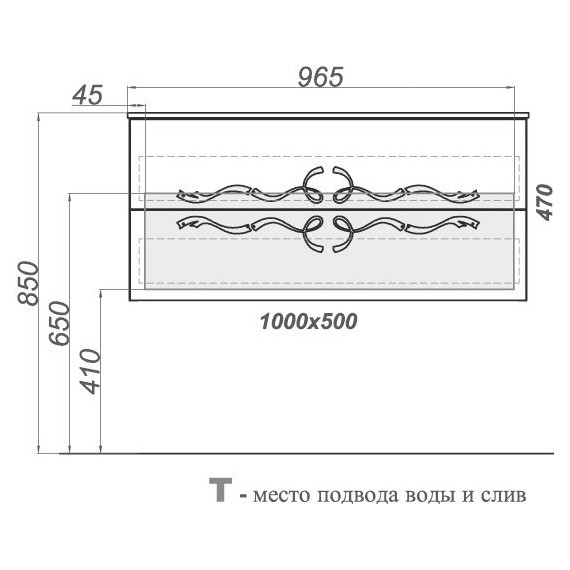 Тумба подвесная с раковиной Aqwella Clarberg Due amanti 100 см Due.01.10/W/GL, белый/золото - фото 5