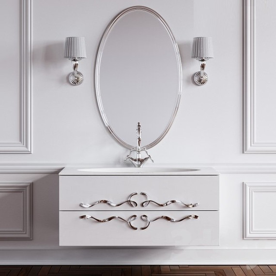 Тумба подвесная с раковиной Aqwella Clarberg Due amanti 100 см Due.01.10/W/CR, белый/серебро - фото 2