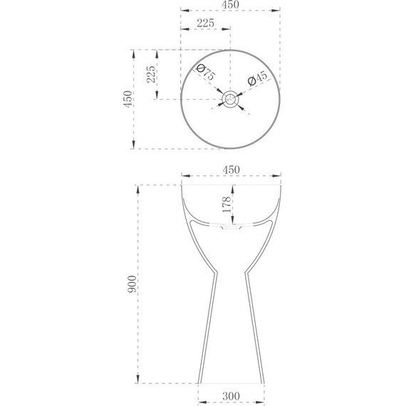 Раковина напольная Abber Stein 45 см AS2507, белый матовый - фото 5