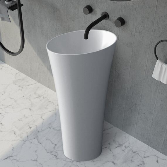 Раковина напольная Abber Stein 50 см AS2509-H, белый матовый - фото 