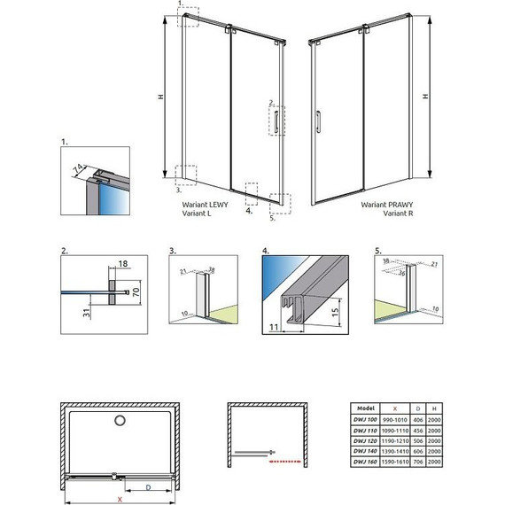 Душевая дверь Radaway Espera DWJ 140 см L/R, хром/прозрачное - фото 4
