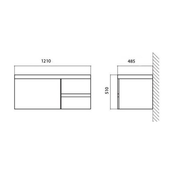 Тумба подвесная с раковиной-столешницей BelBagno PROSPERO-1200-3C-SO-RB-RIGHT 120 см R, красный - фото 6