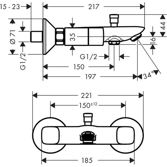 Смеситель для ванны Hansgrohe Logis 71243000 - фото, картинка 5 Смеситель для ванны Hansgrohe Logis 71243000 - фото 5