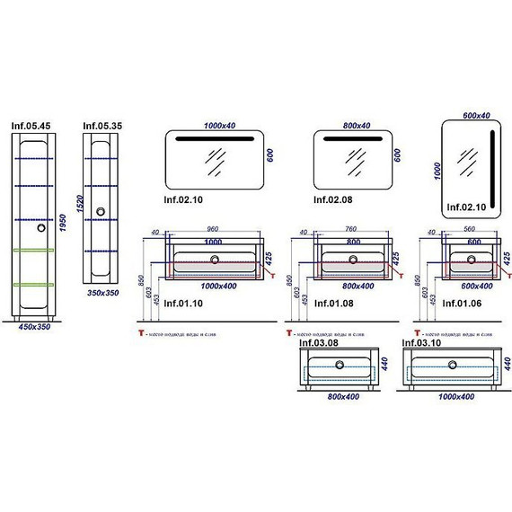 Тумба подвесная с раковиной Aqwella Infinity 80 см Inf.01.08.001 - фото 5