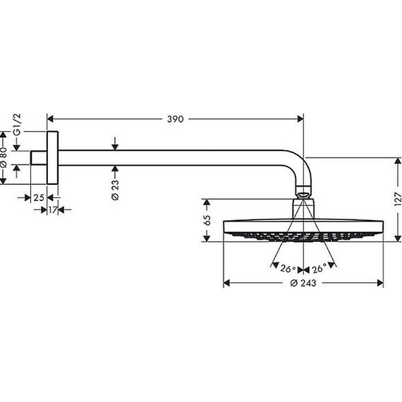 Верхний душ Hansgrohe Raindance Select S 240 2jet 26466000 - фото 7