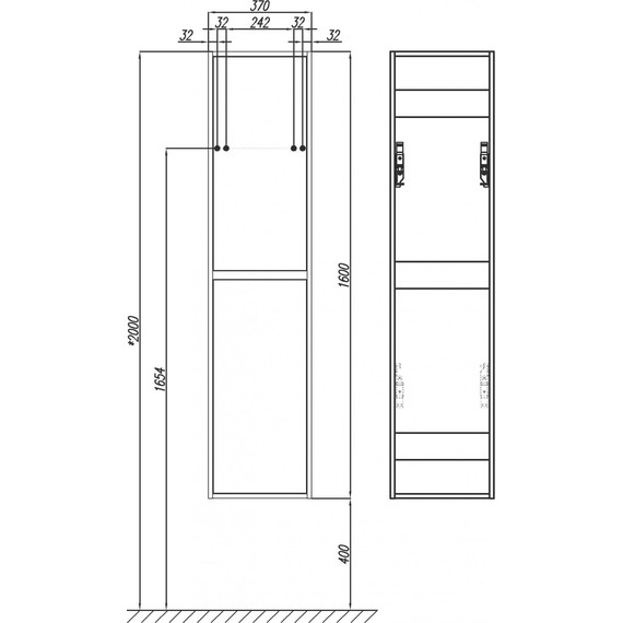 Пенал подвесной Stworki Кронборг 1A262303KB5A0, серый/тёмное дерево - фото 2