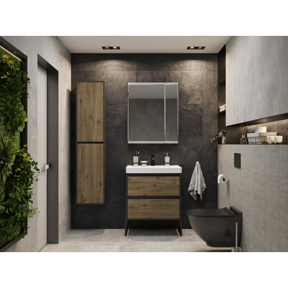 Зеркало-шкаф Stworki Кронборг 70 см 1A262002KB820, чёрный/серый - фото 3