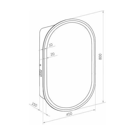 Зеркало-шкаф Stworki Мальмё 45 см МВК073, чёрный - фото 2