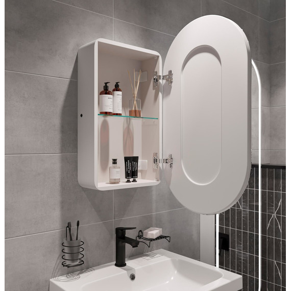 Зеркало-шкаф Stworki Мальмё 45 см МВК074, белый - фото 11