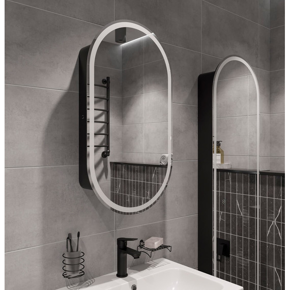 Зеркало-шкаф Stworki Мальмё 45 см МВК073, чёрный - фото 10