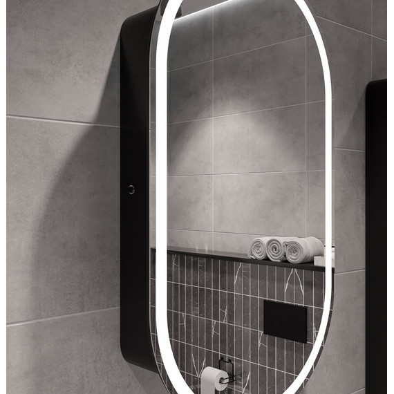 Зеркало-шкаф Stworki Мальмё 45 см МВК073, чёрный - фото 11