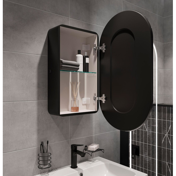 Зеркало-шкаф Stworki Мальмё 45 см МВК073, чёрный - фото 15