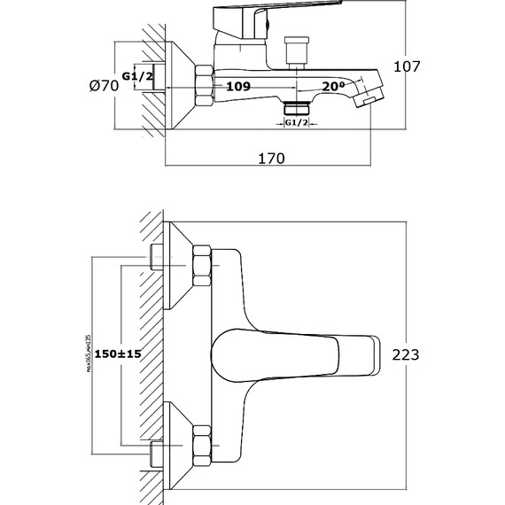 Смеситель для ванны Stworki Орхус OR-02b, чёрный - фото 2