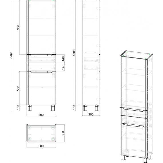 Пенал напольный Stworki Монтре Мон.04.190/N/W, белый - фото 2