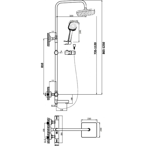 Душевая стойка с термостатом Stworki Орхус OR-03b, чёрный - фото 2