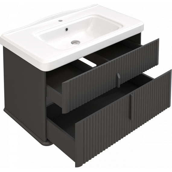 Тумба подвесная с раковиной Stworki Молде 95 см 579360, серый - фото 17