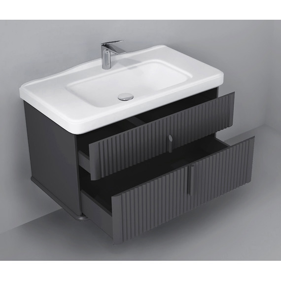 Тумба подвесная с раковиной Stworki Молде 95 см 579360, серый - фото 12