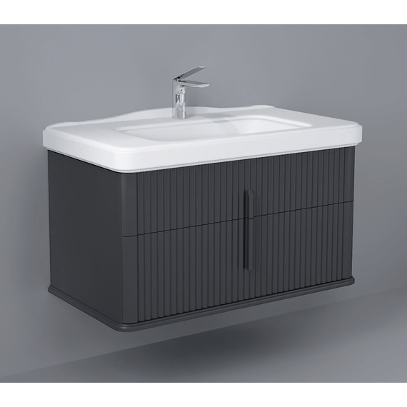 Тумба подвесная с раковиной Stworki Молде 95 см 579360, серый - фото 11