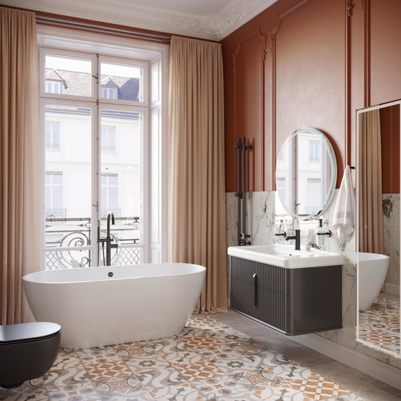 Тумба подвесная с раковиной Stworki Молде 95 см 579360, серый - фото 9