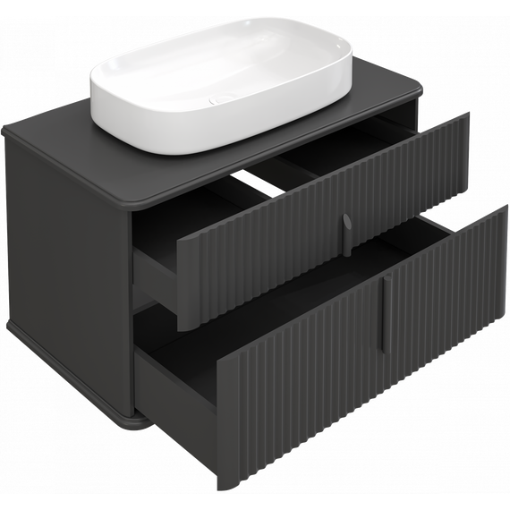Тумба подвесная с раковиной и столешницей Stworki Молде 95 см 579550, чёрный - фото 16