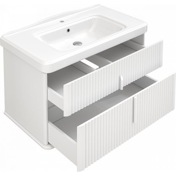 Тумба подвесная с раковиной Stworki Молде 95 см 579358, белый - фото 19