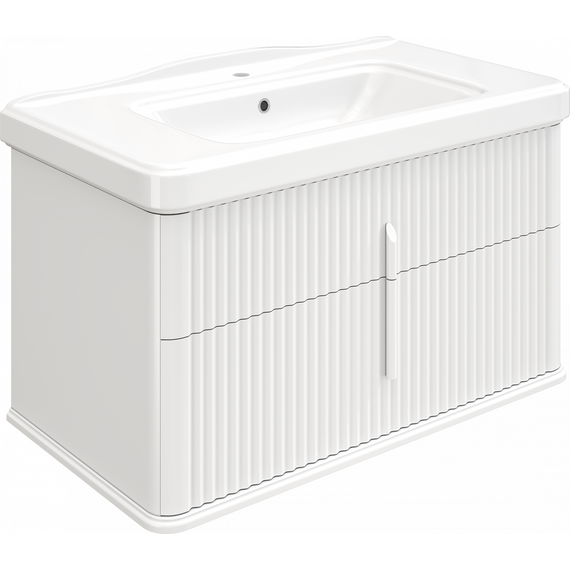 Тумба подвесная с раковиной Stworki Молде 95 см 579358, белый - фото 15