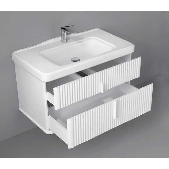 Тумба подвесная с раковиной Stworki Молде 95 см 579358, белый - фото 14