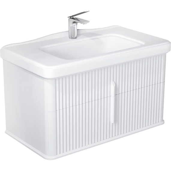 Тумба подвесная с раковиной Stworki Молде 95 см 579358, белый - фото 20