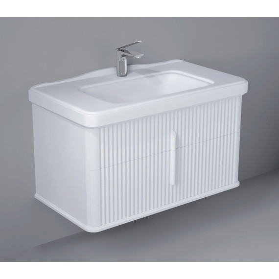 Тумба подвесная с раковиной Stworki Молде 95 см 579358, белый - фото 13