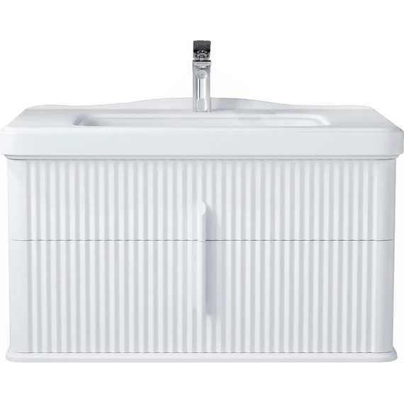 Тумба подвесная с раковиной Stworki Молде 95 см 579358, белый - фото 21