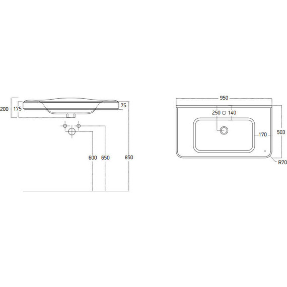 Тумба подвесная с раковиной Stworki Молде 95 см 579358, белый - фото 3