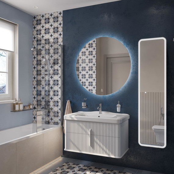 Тумба подвесная с раковиной Stworki Молде 95 см 579358, белый - фото 6