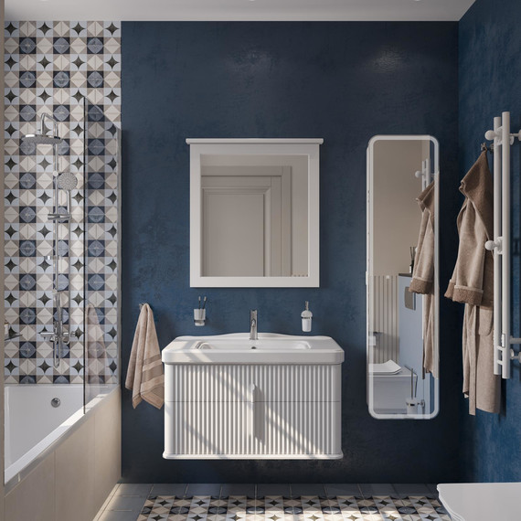 Тумба подвесная с раковиной Stworki Молде 95 см 579358, белый - фото 7