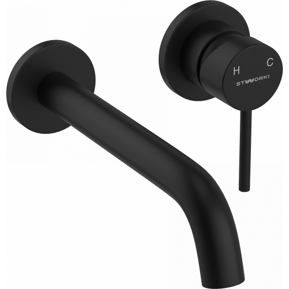 Смеситель для раковины настенный Stworki Ольборг HWM0504-R01BK (со скрытой частью) чёрный - фото 5