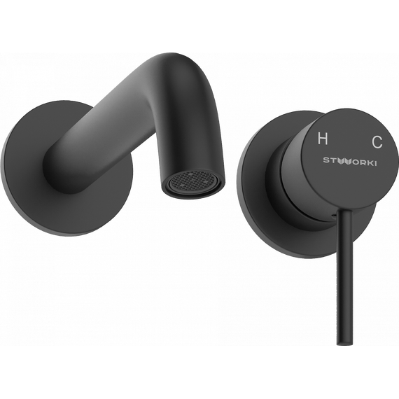 Смеситель для раковины настенный Stworki Ольборг HWM0504-R01BK (со скрытой частью) чёрный - фото 7