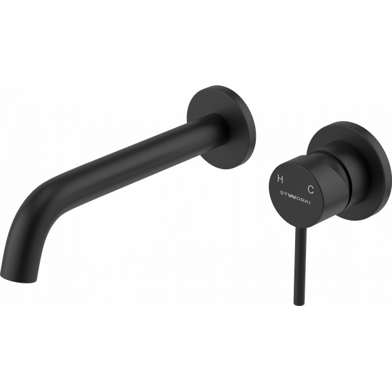 Смеситель для раковины настенный Stworki Ольборг HWM0504-R01BK (со скрытой частью) чёрный - фото 6