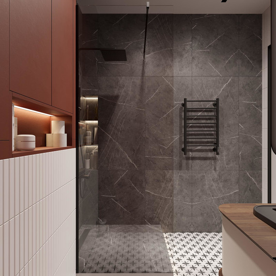 Душевая перегородка Stworki Берген 80 cм MV-BE-80-BL (стекло 8 мм) чёрный/прозрачное - фото 7