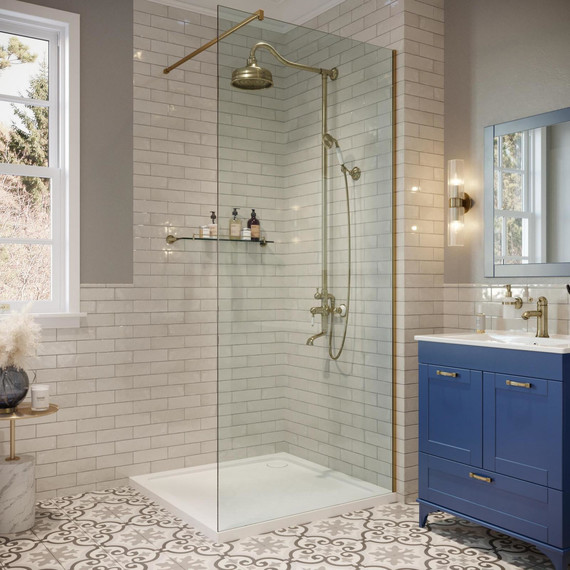 Душевая перегородка Stworki Берген 100 cм MV-BE-100-GL (стекло 8 мм) золото/прозрачное - фото 5