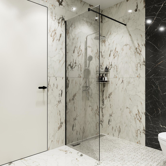 Душевая перегородка Stworki Берген 80 cм MV-BE-80-BL (стекло 8 мм) чёрный/прозрачное - фото 5