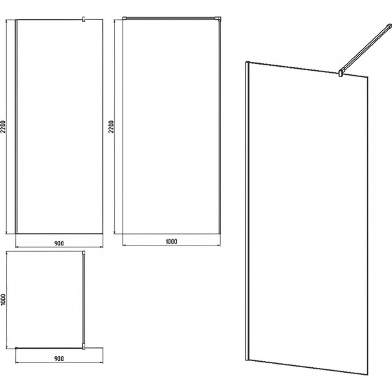 Душевая перегородка Stworki Берген 90 cм MV-BE-90-BL (стекло 8 мм) чёрный/прозрачное - фото 2