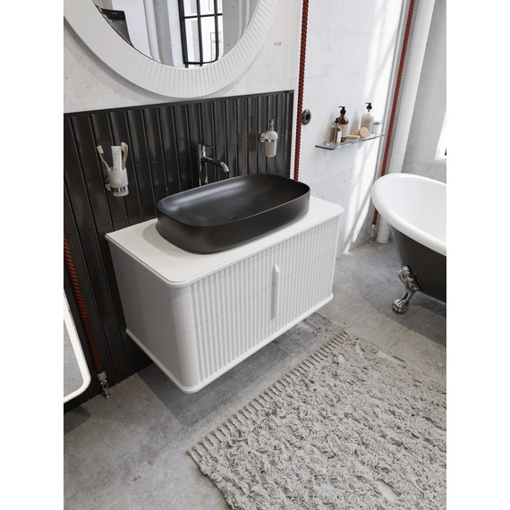 Тумба подвесная с раковиной и столешницей Stworki Молде 95 см 591340, белый - фото 7