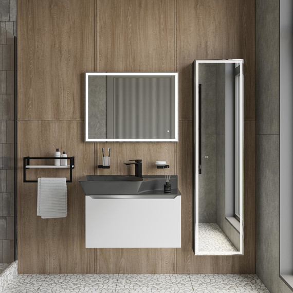 Тумба подвесная с раковиной Stworki Ши 80 см 609720, белый - фото 4