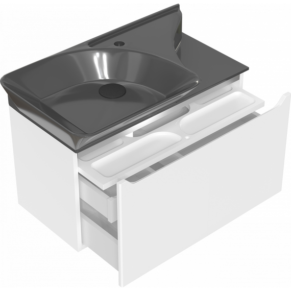 Тумба подвесная с раковиной Stworki Ши 80 см 609720, белый - фото 10