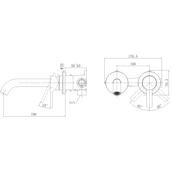 Смеситель для раковины настенный Stworki Стокгольм 32351-595/1BG-IG11 (со скрытой частью) - фото 2