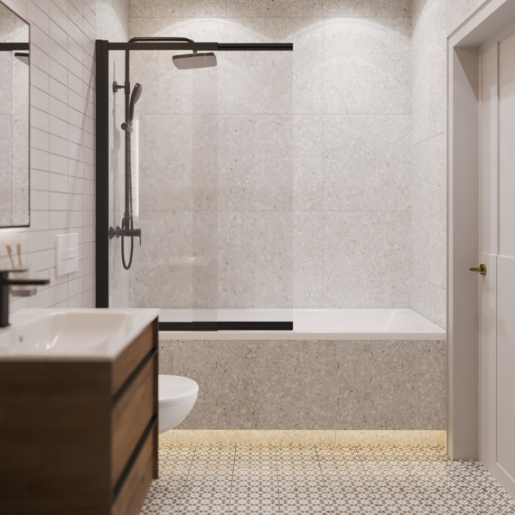 Шторка для ванны Stworki Нюборг 98x145 см STW_801_BL_C, чёрный/прозрачное - фото 9