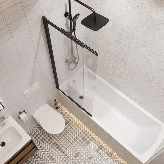 Шторка для ванны Stworki Нюборг 98x145 см STW_801_BL_C, чёрный/прозрачное - фото 8